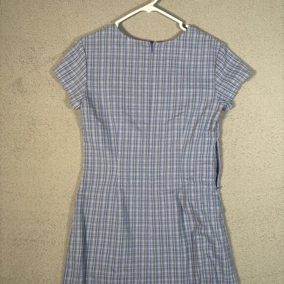 Vintage Patagonia Puckerware Dress Women’s Size 10 Blue Plaid Y2K 90 Cottage - Picture 11 of 13
